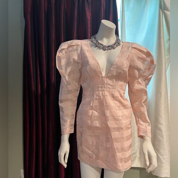 Asos Edition Organza Check Minidress with Extreme Sleeve - Picture 2 of 7